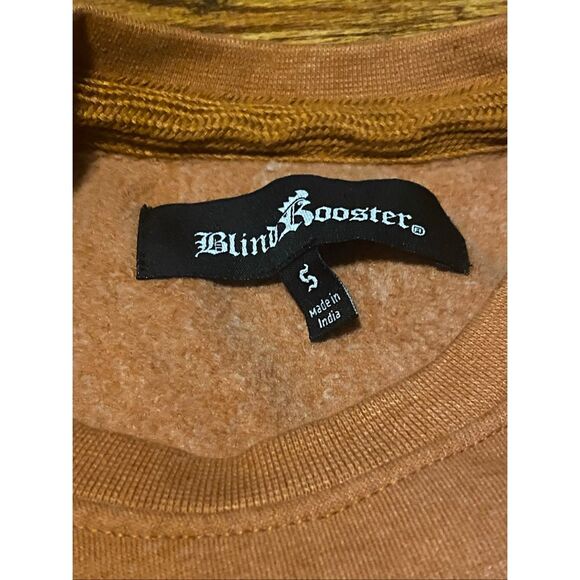 Blind Rooster Dragon Embroidered Brown Crewneck Sweatshirt Small Cotton Blend Un - Picture 4 of 6